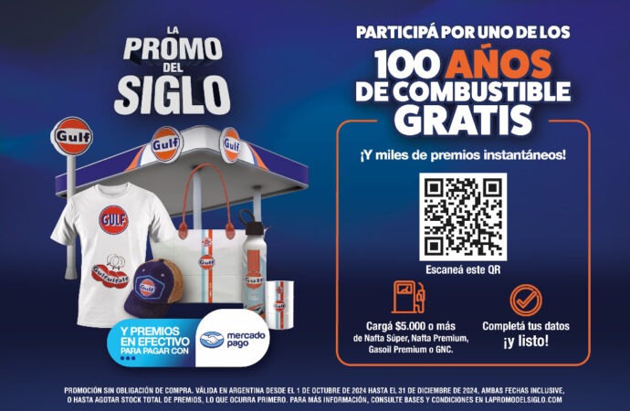 Gulf presenta la Promo del Siglo: sortea 100 años de combustible gratis